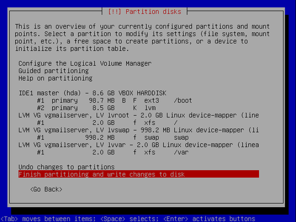 écran 9 debian de choix de partitionnement à l'installation